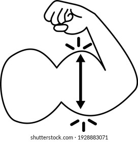 increase hand muscle icon on white background. flat style. enlarging muscle sign. bodybuilding symbol. muscle gain logo.