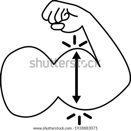 increase hand muscle icon on white background. flat style. enlarging muscle sign. bodybuilding symbol. muscle gain logo.