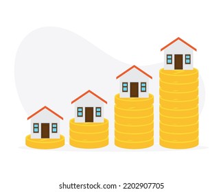 Increase house rate. home loan. real estate investment or property growth concept. vector illustration.