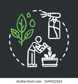 Increase humidity chalk RGB color concept icon. Indoor flowers concern. Houseplants caring. Moisture maintenance idea. Vector isolated chalkboard illustration on black background