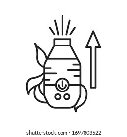 Erhöhen Sie die Luftfeuchtigkeit in Zimmer schwarze Linie Symbol. Der Prozess der Schaffung von komfortableren Bedingungen für Pflanzen. Piktogramm für Webseiten, mobile App, Promo. UI UX GUI Design Element. Bearbeitbarer Hub