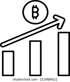 Increase Icon. Bitcoin and Cryptocurrency Sign and Symbol.