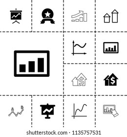 Increase icon. collection of 13 increase filled and outline icons such as graph, medal, arrow up, dolar growth, graph on board. editable increase icons for web and mobile.