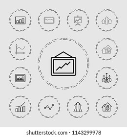 Increase icon. collection of 13 increase outline icons such as graph, dolar growth, arrows up, money up, arrow up. editable increase icons for web and mobile.