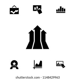 Increase icon. collection of 7 increase filled icons such as graph, arrows up, medal. editable increase icons for web and mobile.