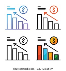 Increase icon design in four variation color