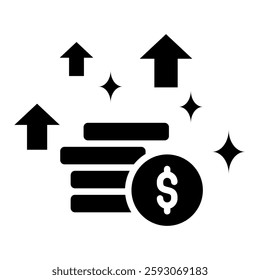 Increase Icon in Glyph Style. Simple Vector Design. Simple Vector Glyph Icon