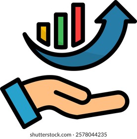 Increase Icon Lineal Color Vector Illustration