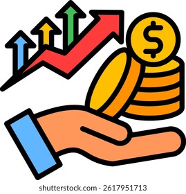 Increase Icon Lineal Color Vector Illustration