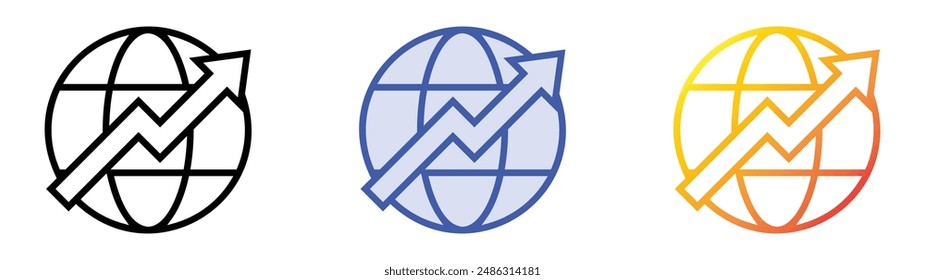 increase icon. Linear, Blue Fill and Gradient Style Design Isolated On White Background