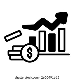 Increase Icon in Mixed Glyph Style. Simple Glyph Icon Vector. Simple Vector Design