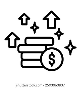 Increase Icon in Outline Style. Simple Vector Design. Simple Vector Outline Icon