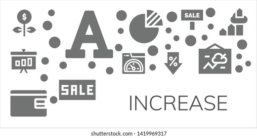 increase icon set. 11 filled increase icons.  Collection Of - Growth, Font, Graphic, Speed, Billfold, Sale, Pie graph, Chart