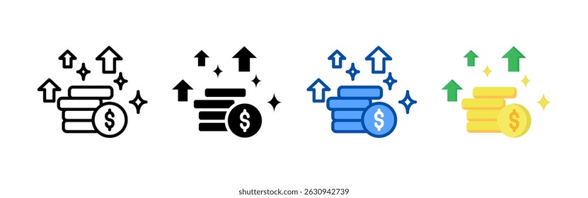 Aumentar el Paquete del conjunto de iconos. Colección de iconos de estilo múltiple perfecta para Sitios web, App y presentaciones. Colección de icono de Vector simple