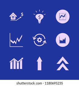 increase icon. increase vector icons set recycle gear, real estate prices growth, graph and money ideas