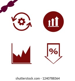 increase icon. increase vector icons set growing graph, graph, recycle gear and percent down