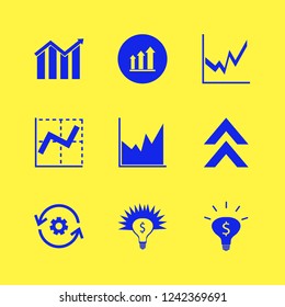 increase icon. increase vector icons set recycle gear, up arrow, graph and growing graph