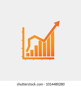 increase icon, vector illustration. orhange growth graph vector icon