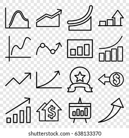 Increase icons set. set of 16 increase outline icons such as graph, chart, coin, medal, arrow up