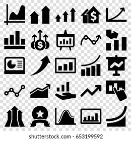 Increase icons set. set of 25 increase filled icons such as arrow up, graph, chart, chart on display, graph on hand, arrows up, medal