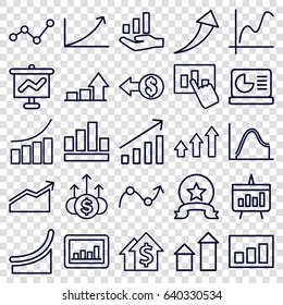 Increase icons set. set of 25 increase outline icons such as arrow up, graph, chart, chart on display, graph on hand, coin, medal, money up