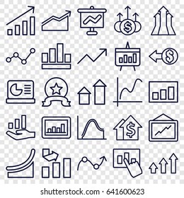 Increase icons set. set of 25 increase outline icons such as arrow up, graph, chart, chart on display, graph on hand, coin, arrows up, medal, money up