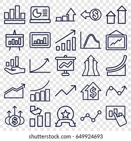 Increase icons set. set of 25 increase outline icons such as arrow up, graph, chart, chart on display, graph on hand, coin, arrows up, medal, money up