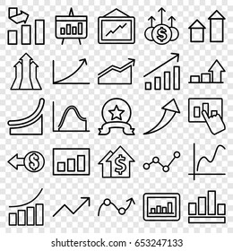 Increase icons set. set of 25 increase outline icons such as arrow up, graph, chart, coin, arrows up, medal, money up, dolar growth