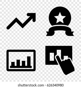 Increase icons set. set of 4 increase filled icons such as graph, hand on graph