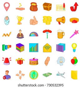Increase icons set. Cartoon style of 36 increase vector icons for web isolated on white background