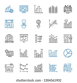 increase icons set. Collection of increase with bar chart, line chart, sale, chart, profits, growth, statistics, graphic, progress. Editable and scalable increase icons.