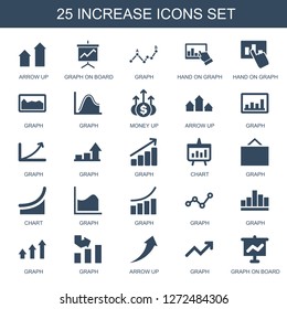 increase icons. Trendy 25 increase icons. Contain icons such as arrow up, graph on board, graph, hand on graph, money up, chart. increase icon for web and mobile.