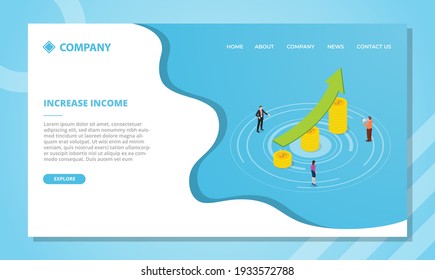 increase income concept for website template or landing homepage design with isometric style