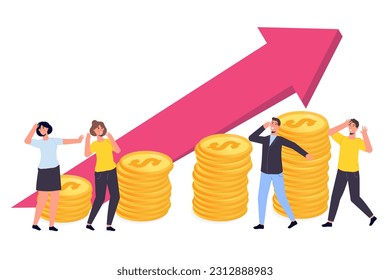 Aumentar el concepto de inflación. Ilustración vectorial para infografías, banner, aplicación móvil.
