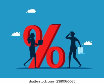 Increase interest rates. man holds payment bill with percentage