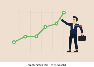 Increase investment profit, solution concept, growing business or profit growth, help and support to improve performance, businessman help pushing graph rising up.