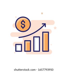 Increase Investment Vector illustrator with color full background. 