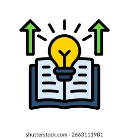 Aumentar la Ilustración vectorial de color lineal del icono de conocimiento