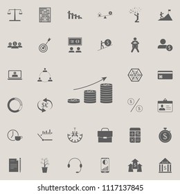 an increase in kopecks icon. Detailed set of Finance icons. Premium quality graphic design sign. One of the collection icons for websites, web design, mobile app on colored background