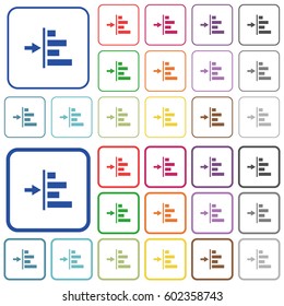 Increase left indentation of content color flat icons in rounded square frames. Thin and thick versions included.