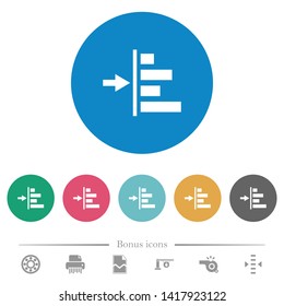 Increase left indentation of content flat white icons on round color backgrounds. 6 bonus icons included.