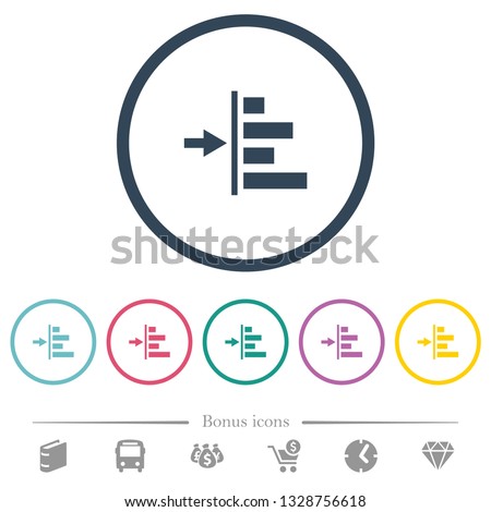 Increase left indentation of content flat color icons in round outlines. 6 bonus icons included.