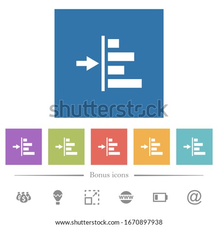 Increase left indentation of content flat white icons in square backgrounds. 6 bonus icons included.