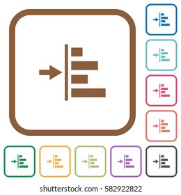 Increase left indentation of content simple icons in color rounded square frames on white background