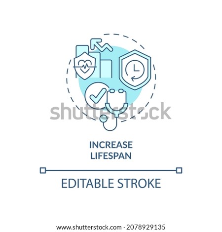 Increase lifespan blue concept icon. Annual checkup benefit abstract idea thin line illustration. Yearly medical testing. Healthcare. Vector isolated outline color drawing. Editable stroke