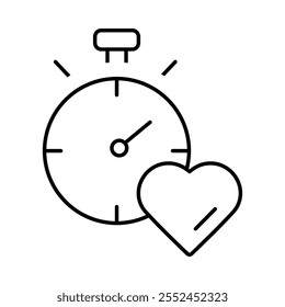 Aumente el icono de la vida útil: reloj con corazón que representa la longevidad y el bienestar