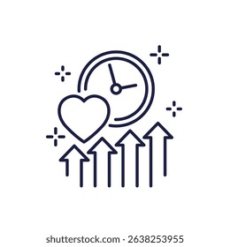 increase lifespan icon, life time extension line vector