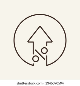 Increase line icon. Arrow up and percent sign in circle. Finance concept. Vector illustration can be used for topics like banking, interest rate, growth, profit