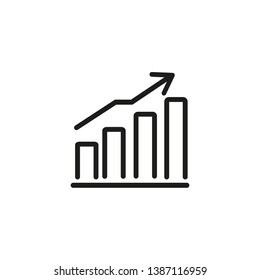 Increase line icon. Arrows up, graph, growth diagram, bar chart. Stock market concept. Vector illustration can be used for topics like positive trend, finance, analysis