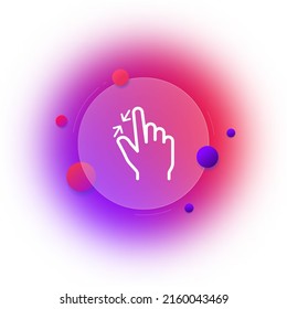 Increase line icon. Hand gesture, page flip, click, press, touchpad, sensor. Touch concept. Glassmorphism style. Vector line icon for Business and Advertising